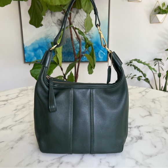 COACH Vintage Y2K Amanda Hobo 6950 Green Leather Brass Shoulder Bag - Picture 2 of 16